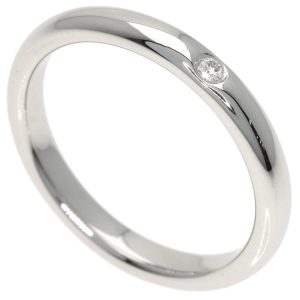 Tiffany & Co. Stacking Band Ring with 1 Diamond Platinum PT950 Women’s. TIFFANY (Size UK K 1/2) - Photo 1