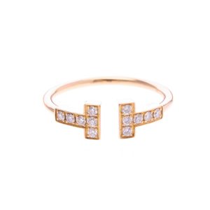 Tiffany T-wire Ring With Diamond Pink Gold (18K) Fashion Diamond Band Ring Pink Gold (Size UK K) - Photo 1