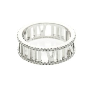Tiffany Open Atlas Diamond Ring White Gold (18K) Fashion Diamond Band Ring Silver (Size UK O) - Photo 1