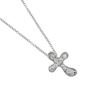 Tiffany & Co. Dots Cross Necklace in Pt950 Platinum with Diamonds Approx. 4.1g - Photo 1