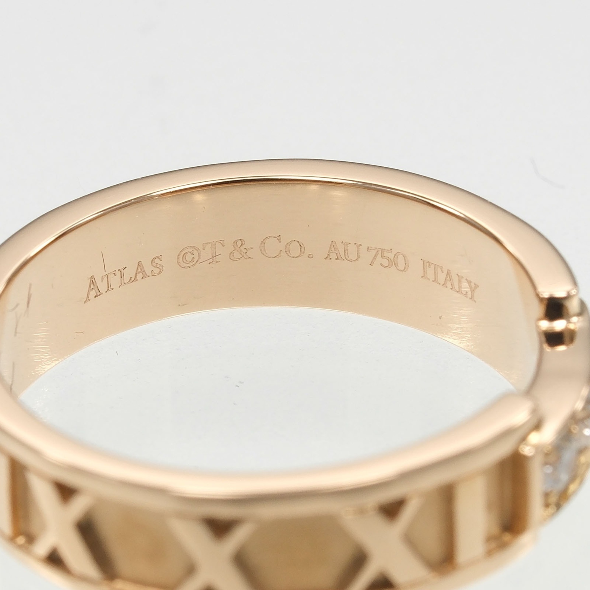 Tiffany & Co. Atlas ring Size O 18K pink gold with diamonds approximately 5.27g. - Photo 4