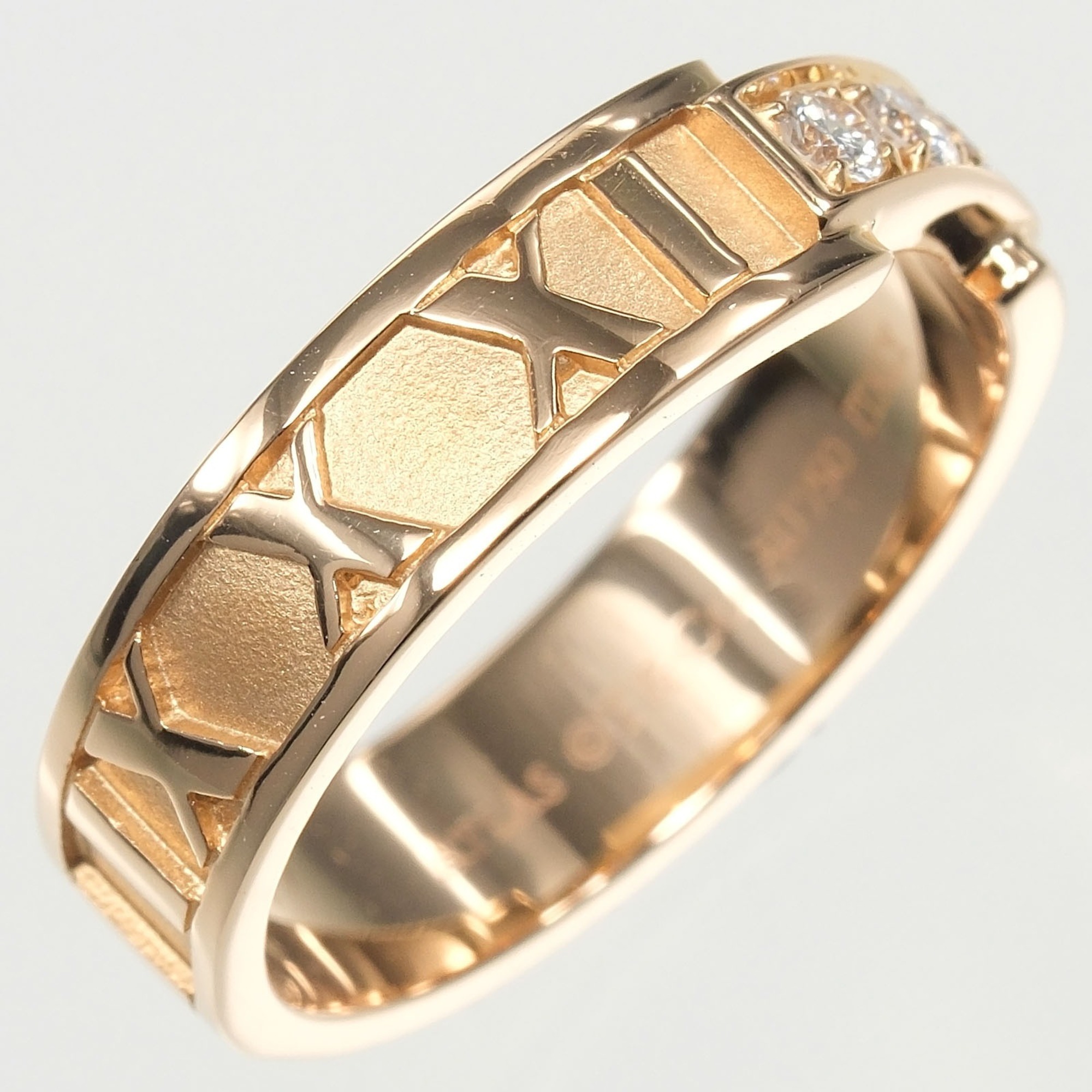 Tiffany & Co. Atlas ring Size O 18K pink gold with diamonds approximately 5.27g. - Photo 8