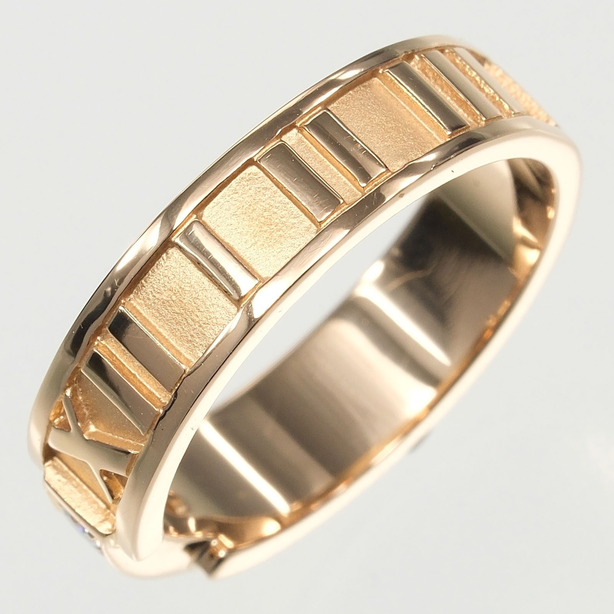 Tiffany & Co. Atlas ring Size O 18K pink gold with diamonds approximately 5.27g. - Photo 9