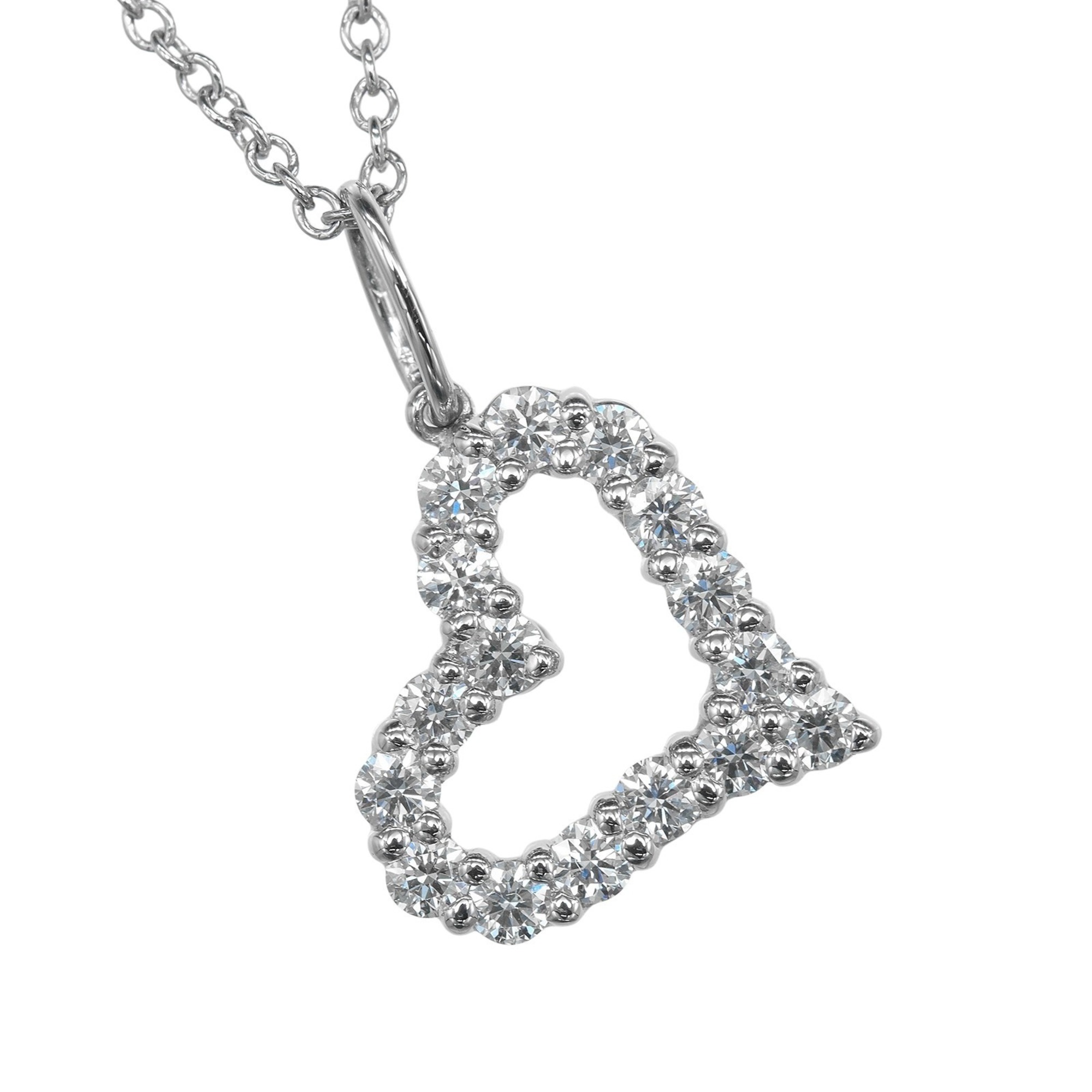 Tiffany & Co. Sentimental Heart Necklace Pt950 Platinum Diamond Approx. 3.6g - Photo 4
