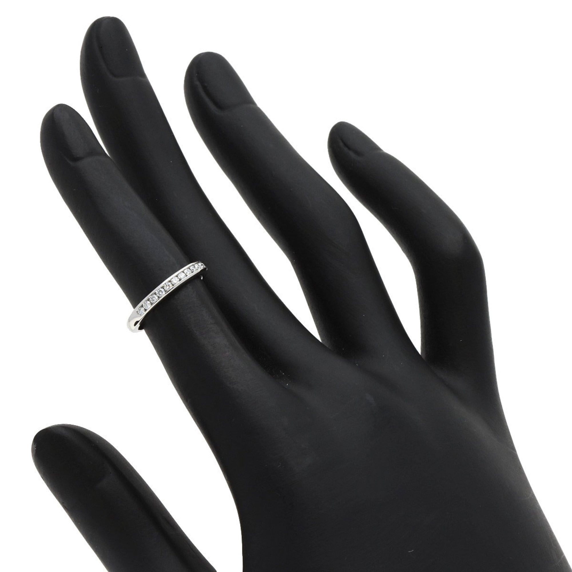 Tiffany Channel Setting Half Circle Diamond Ring in Platinum PT950 for Women. TIFFANY & Co (Size 3.0) - Photo 7