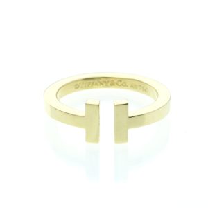 Tiffany T Square Ring Yellow Gold (18K) Fashion No Stone Band Ring Gold (Size Q 1/2.5) - Photo 1