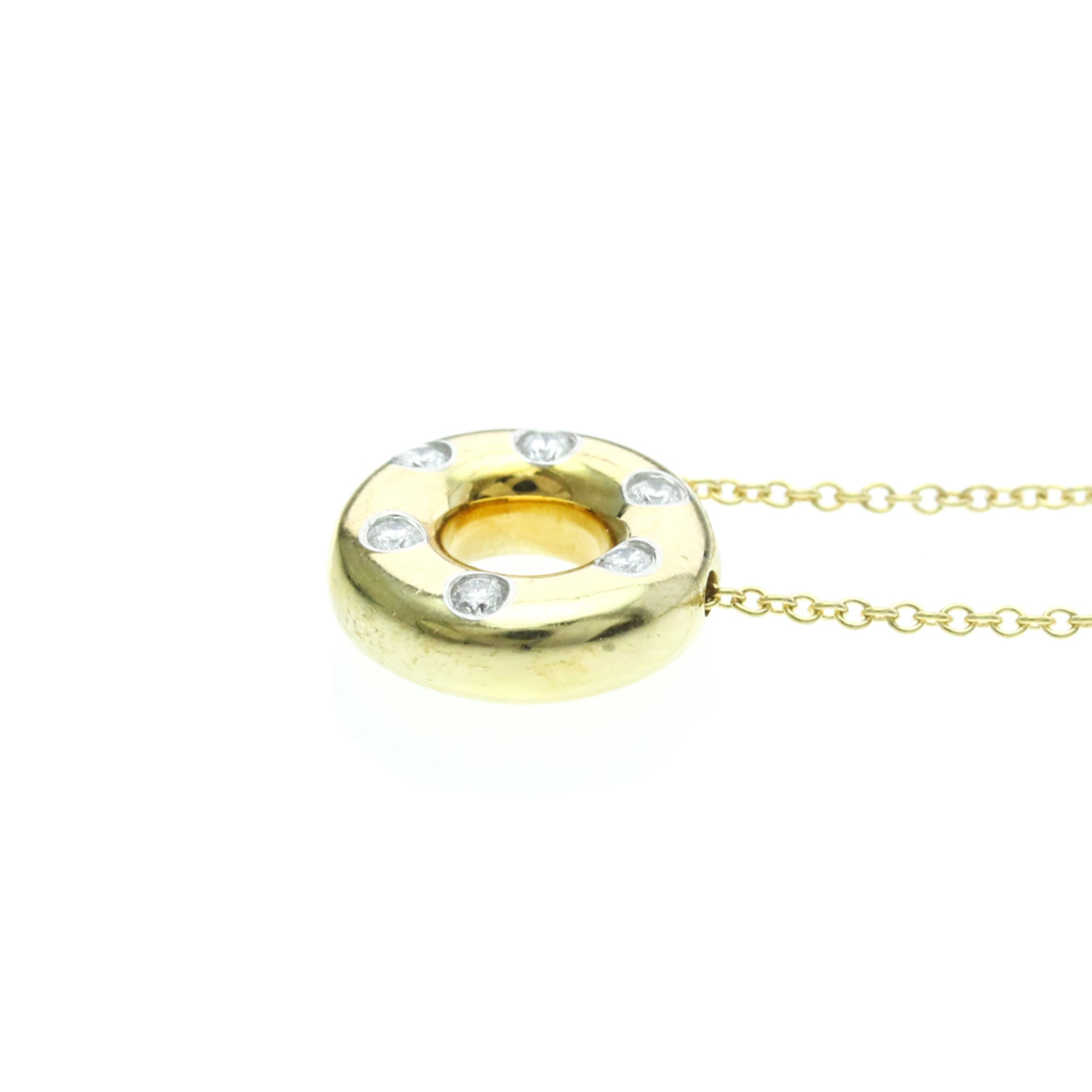 Tiffany Dots Circle Diamond Necklace Yellow Gold (18K)Platinum Diamond MenWomen Fashion Pendant Necklace (Gold) - Photo 3