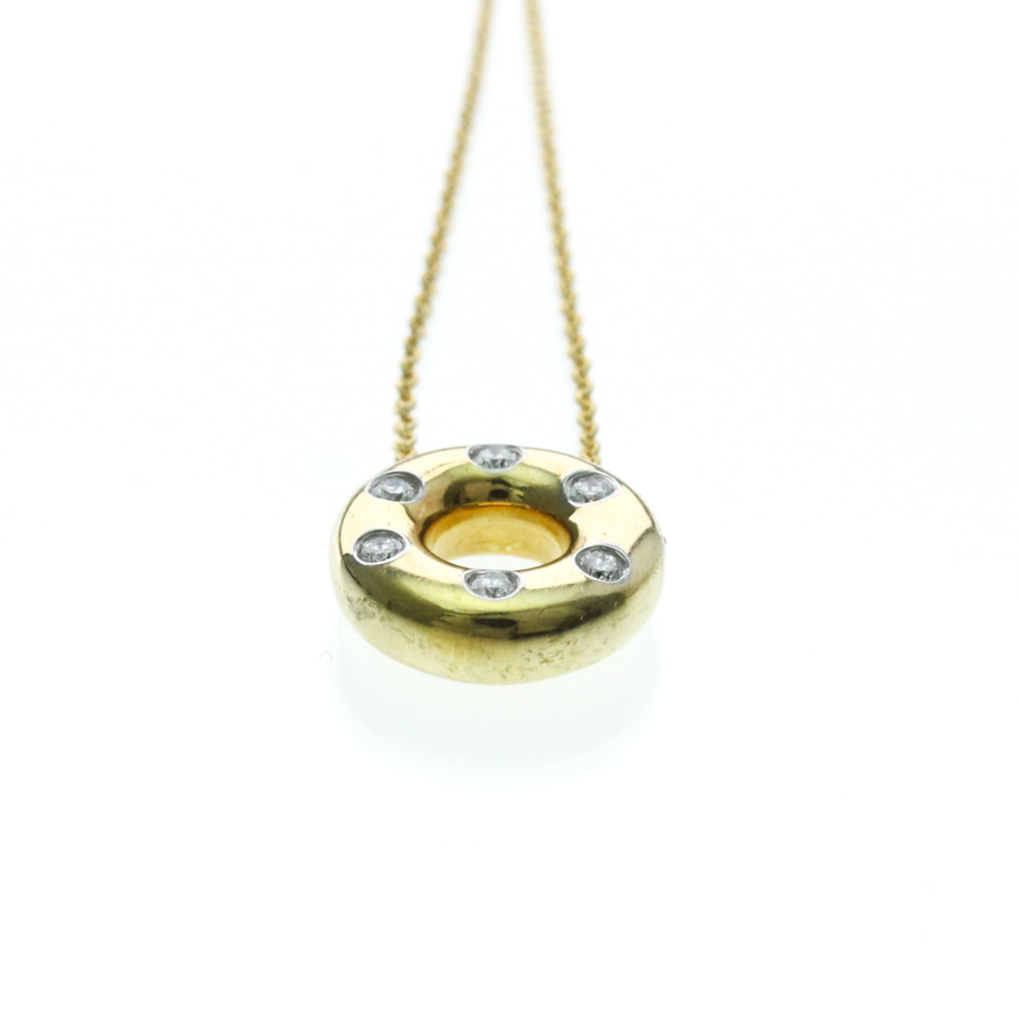 Tiffany Dots Circle Diamond Necklace Yellow Gold (18K)Platinum Diamond MenWomen Fashion Pendant Necklace (Gold) - Photo 5
