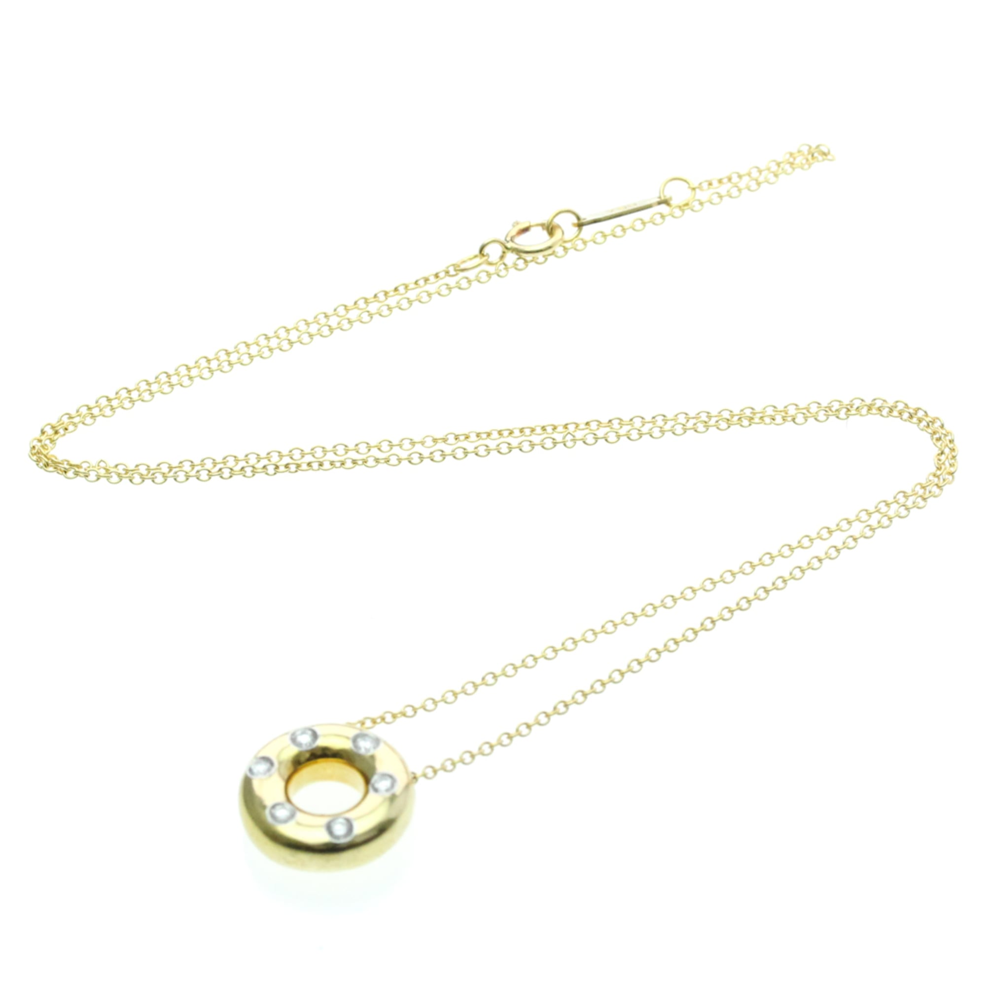 Tiffany Dots Circle Diamond Necklace Yellow Gold (18K)Platinum Diamond MenWomen Fashion Pendant Necklace (Gold) - Photo 13