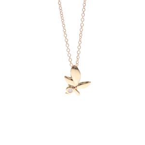 Tiffany Olive Leaf Diamond Necklace Pink Gold (18K) Diamond MenWomen Fashion Pendant Necklace (Pink Gold) - Photo 1