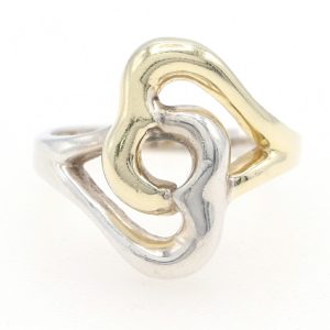 Tiffany & Co. Double Heart Ring SV Sterling Silver 925 750 YG US7/JP14 Combination Old Women’s TIFFANY (Size UK O) - Photo 1