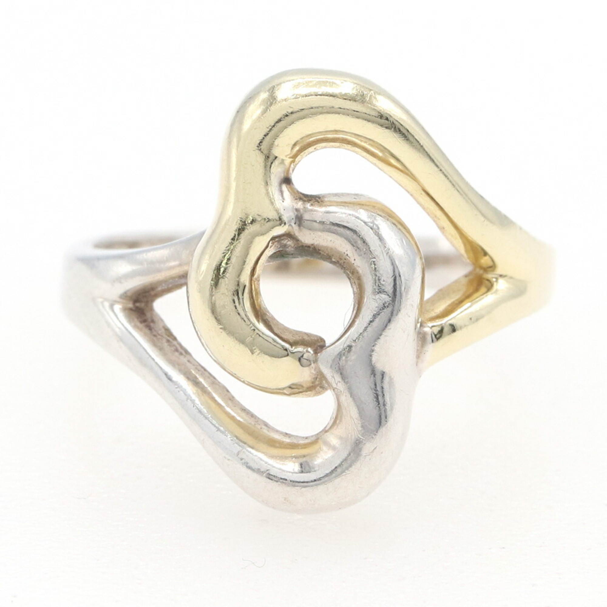 Tiffany & Co. Double Heart Ring SV Sterling Silver 925 750 YG US7/JP14 Combination Old Women’s TIFFANY (Size UK O) - Photo 1
