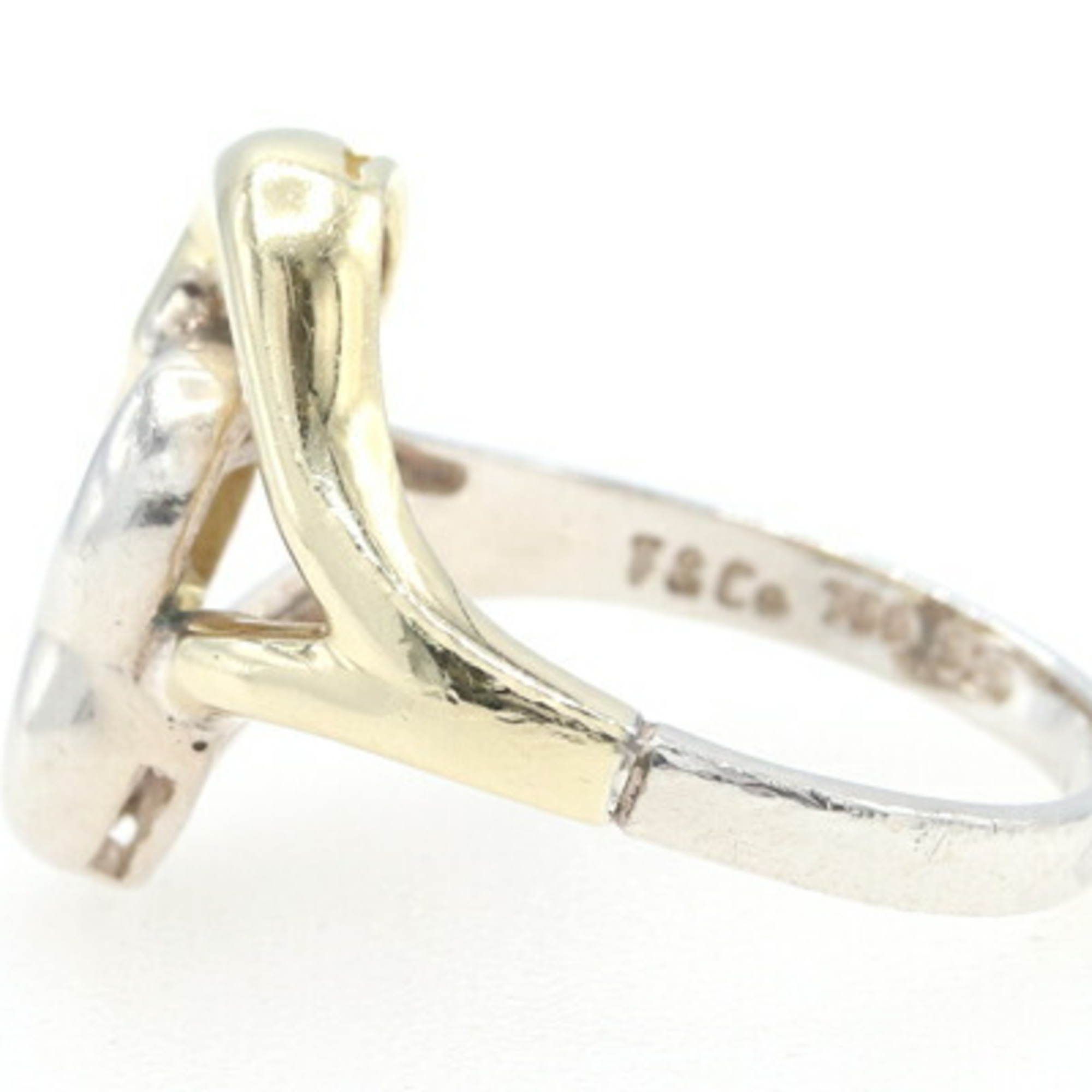 Tiffany & Co. Double Heart Ring SV Sterling Silver 925 750 YG US7/JP14 Combination Old Women’s TIFFANY (Size UK O) - Photo 3