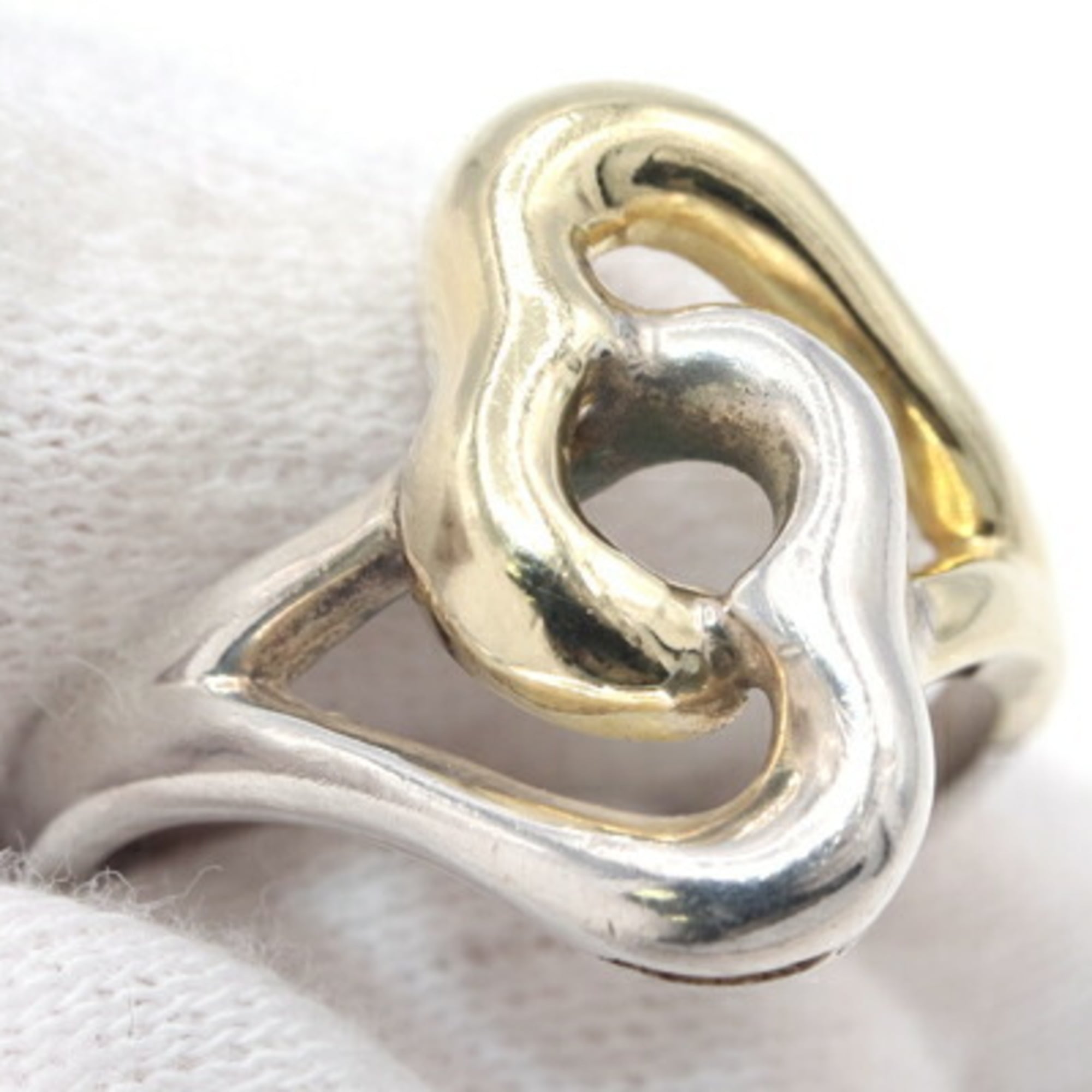 Tiffany & Co. Double Heart Ring SV Sterling Silver 925 750 YG US7/JP14 Combination Old Women’s TIFFANY (Size UK O) - Photo 5