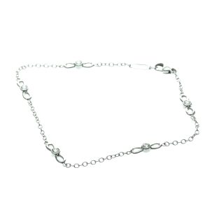 Tiffany Ribbon Diamond Bracelet White Gold (18K) Diamond Charm Bracelet Silver - Photo 1