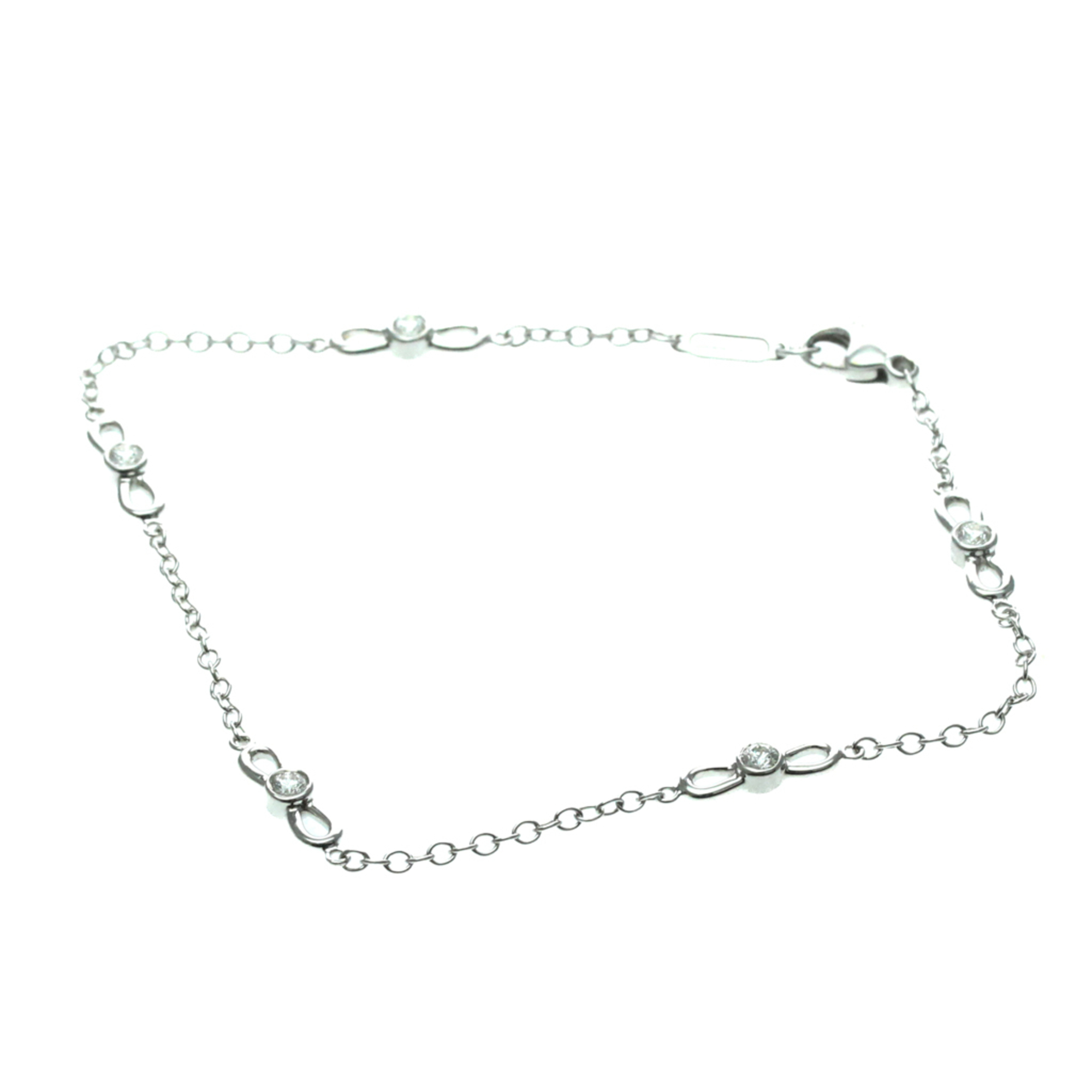Tiffany Ribbon Diamond Bracelet White Gold (18K) Diamond Charm Bracelet Silver - Photo 1
