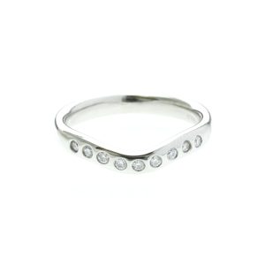 Tiffany Curved Band Ring With Diamonds Platinum Fashion Diamond Band Ring Silver (Size J.5) - Photo 1