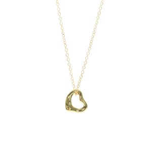 Tiffany Open Heart Extra Mini Necklace Yellow Gold (18K) No Stone MenWomen Fashion Pendant Necklace (Gold) - Photo 1