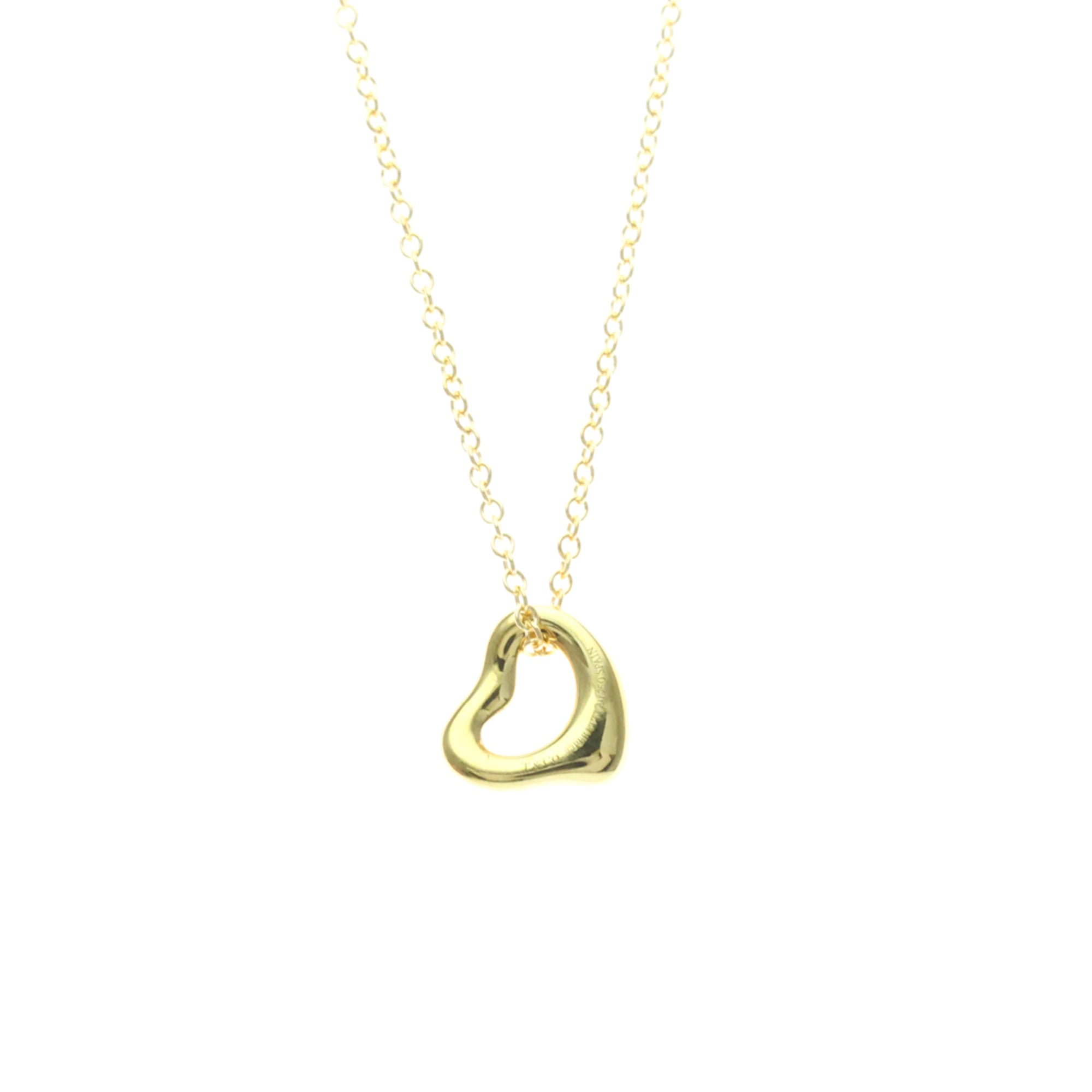 Tiffany Open Heart Extra Mini Necklace Yellow Gold (18K) No Stone MenWomen Fashion Pendant Necklace (Gold) - Photo 2