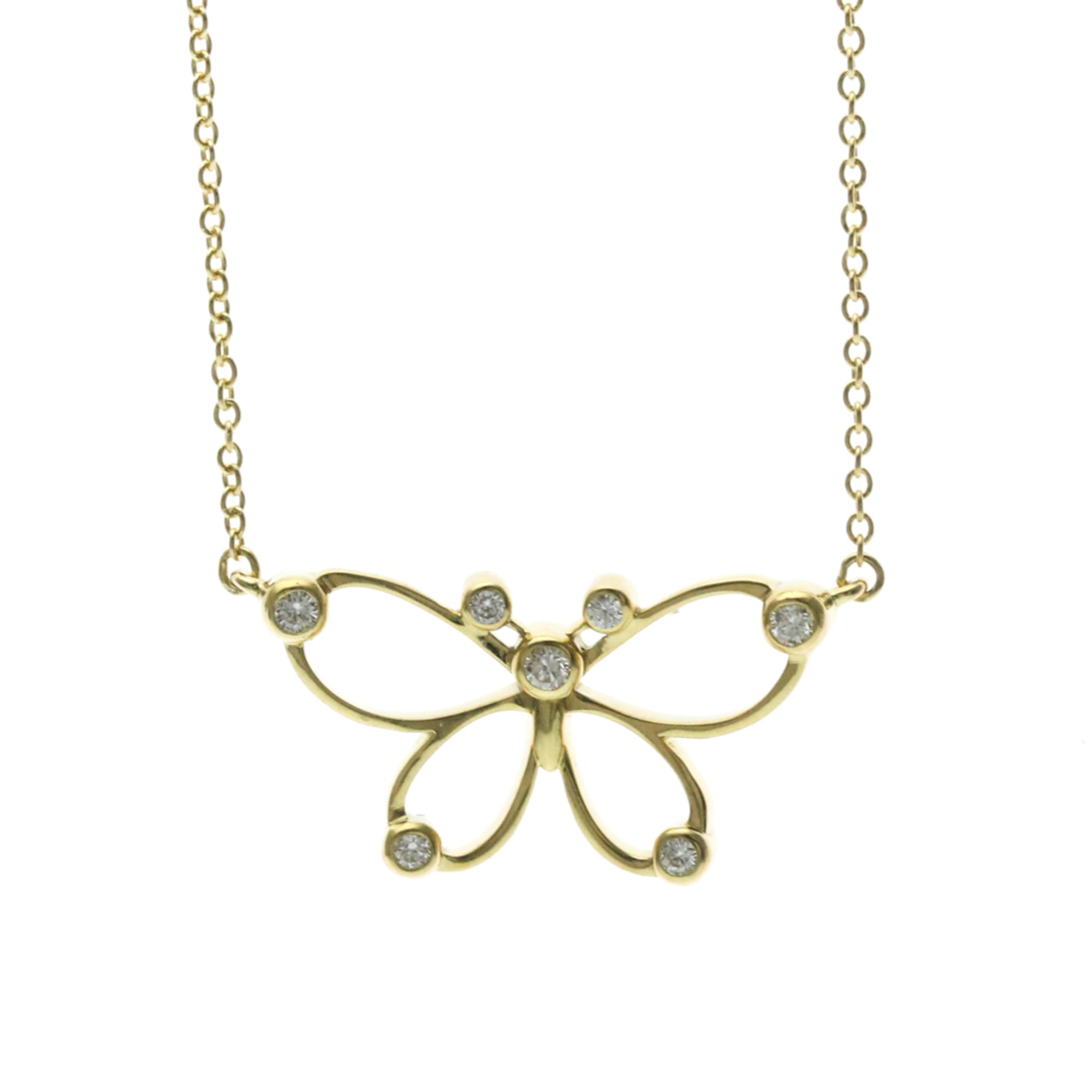 Tiffany Butterfly Diamond Necklace Yellow Gold (18K) Diamond WomenMen Fashion Pendant Necklace (Gold) - Photo 1