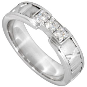 Tiffany & Co. Atlas Ring approx. 6.8g 18K White Gold with 3 Diamonds (Size UK M 1/2) - Photo 1