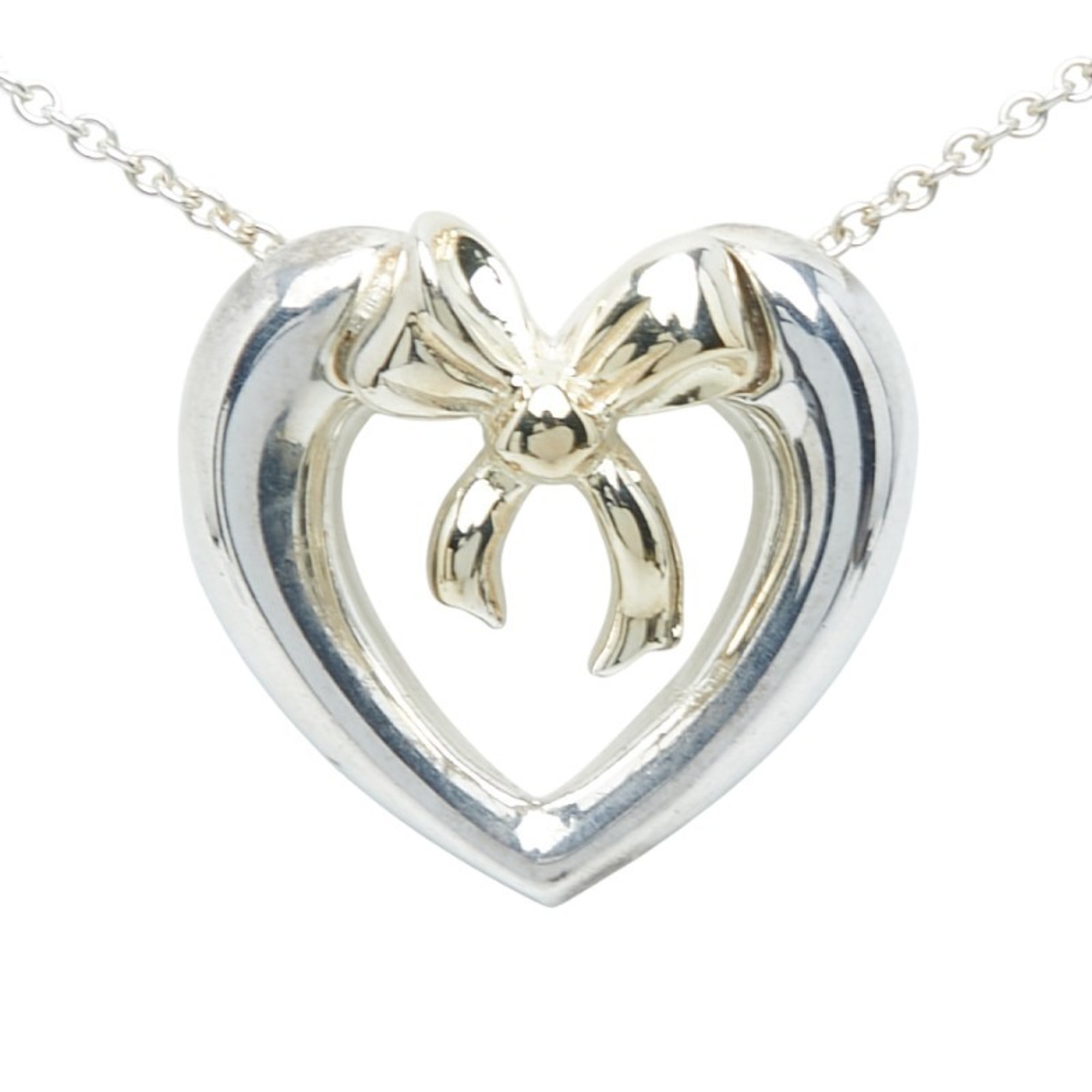 Tiffany Heart and Ribbon Combination Necklace in SV925 Silver 18K Yellow Gold. Women’s. TIFFANY & Co. - Photo 3