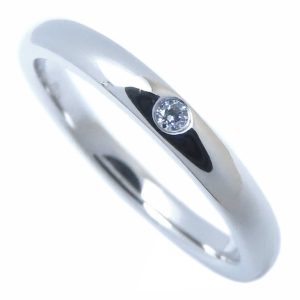 TIFFANY & Co. Elsa Peretti Stacking Band Ring with Diamond Pt950 Platinum Women’s 294751 (Size O.5) - Photo 1