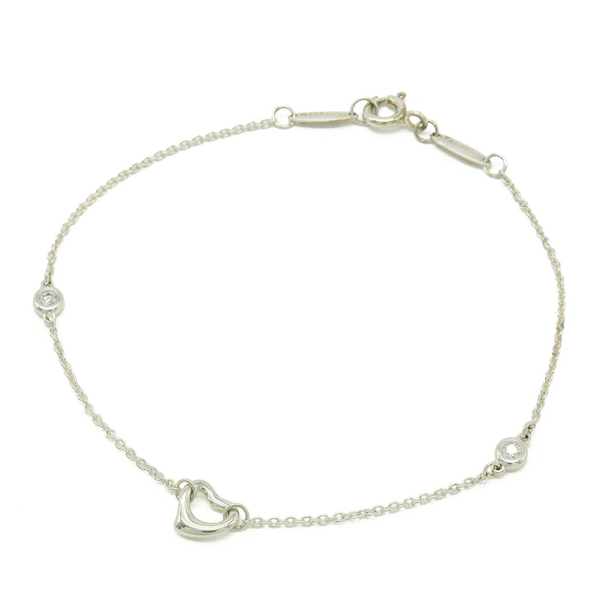 TIFFANY & Co. Tiffany Elsa Peretti Diamond By the Yard Heart Bracelet in Ag925 Silver 0.06ct - Photo 2