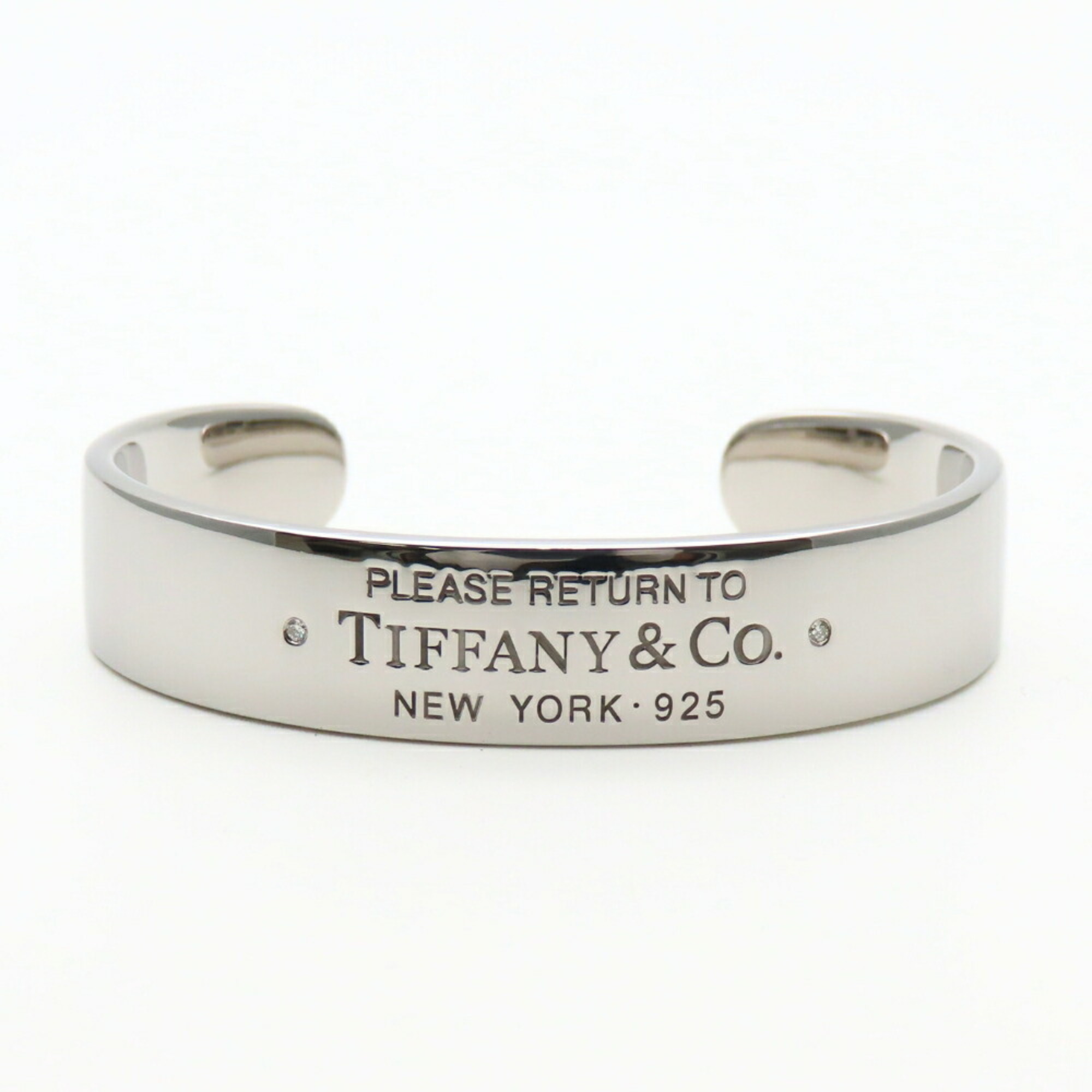 Tiffany & Co. Narrow Cuff Bracelet Return to Silver 925 with Diamonds Approximately 31.7g 2-Piece Set Silver Bangle Women’s - Photo 2
