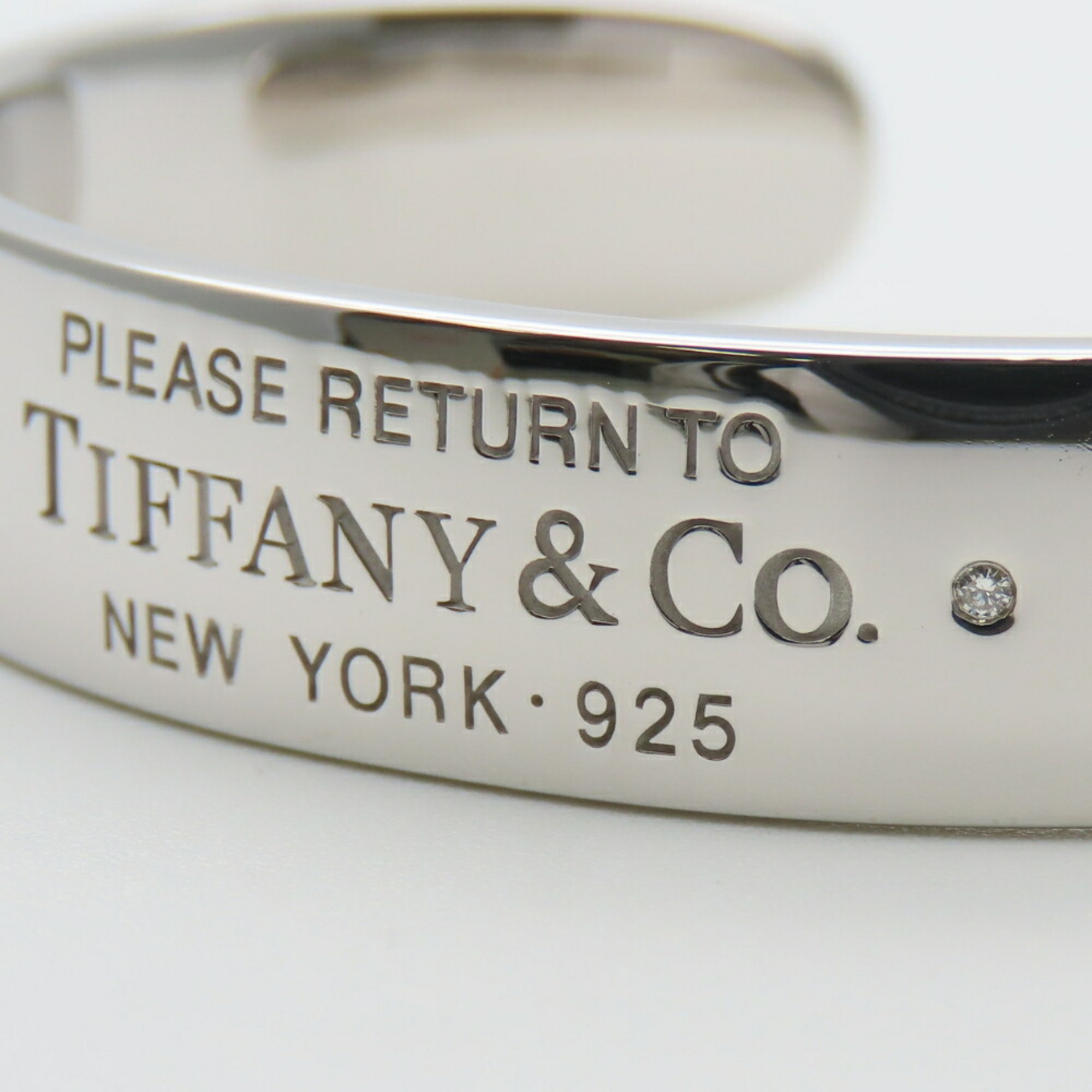 Tiffany & Co. Narrow Cuff Bracelet Return to Silver 925 with Diamonds Approximately 31.7g 2-Piece Set Silver Bangle Women’s - Photo 7