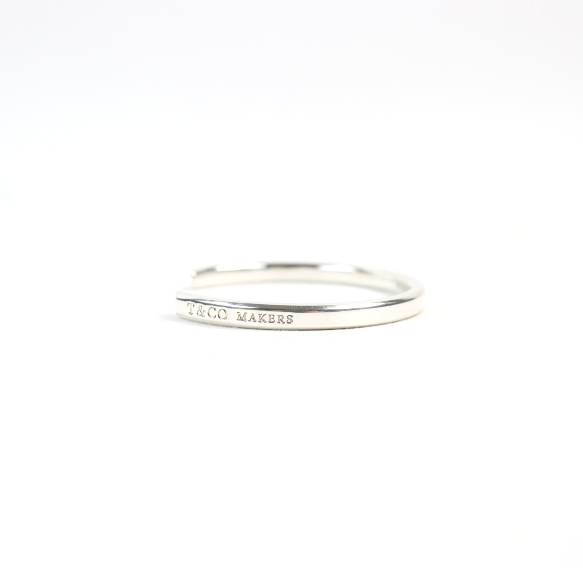 TIFFANY & Co. Tiffany Makers Narrow AG925 Silver Bangle with Logo Engraving Weight 16.06g Recommended for Men - Photo 5
