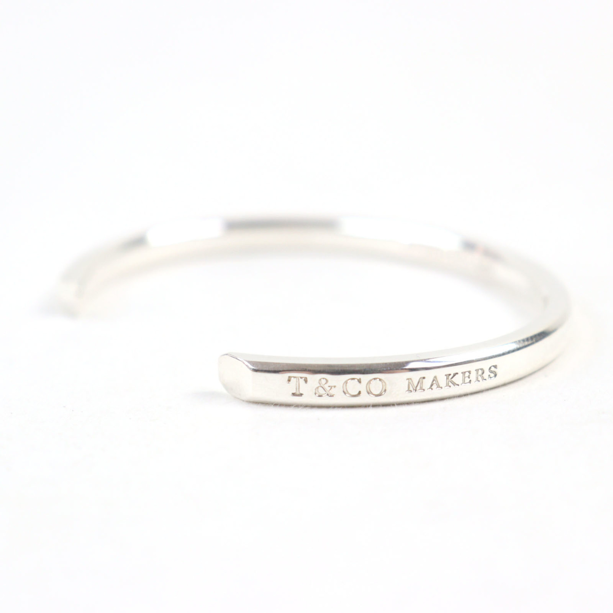 TIFFANY & Co. Tiffany Makers Narrow AG925 Silver Bangle with Logo Engraving Weight 16.06g Recommended for Men - Photo 8
