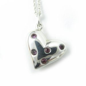 TIFFANY & Co. Vintage Dots Heart Necklace Rare Old Tiffany SV925 5 Pink Sapphires Silver Pink Weight 3.8g Women’s - Photo 1