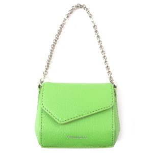 TIFFANY & Co. Tiffany T Nano Bag with Peridot Logo Print Chain Charm Green Leather Silver Hardware Box and Dust Bag Made in Italy Men’s - Photo 1