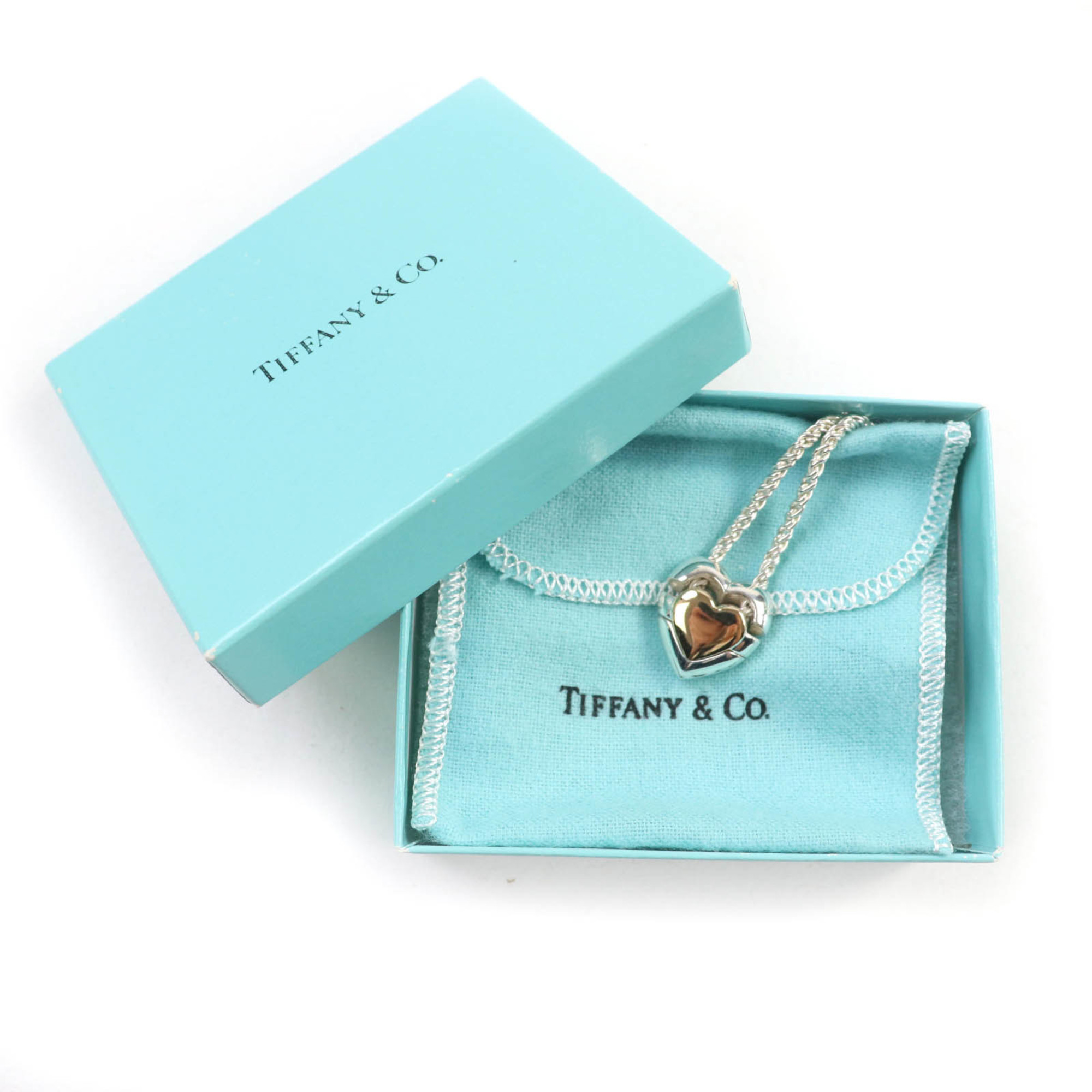 TIFFANY & Co. 925 750 Heart Puzzle Necklace Pendant in Silver and Gold Includes Box Dust Bag Weight 22.9g Women’s - Photo 2