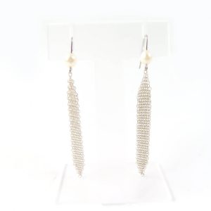TIFFANY & Co. AG925 Silver Mesh Tassel Earrings with Pearls (for both ears) 1.8g Women’s Case - Photo 1