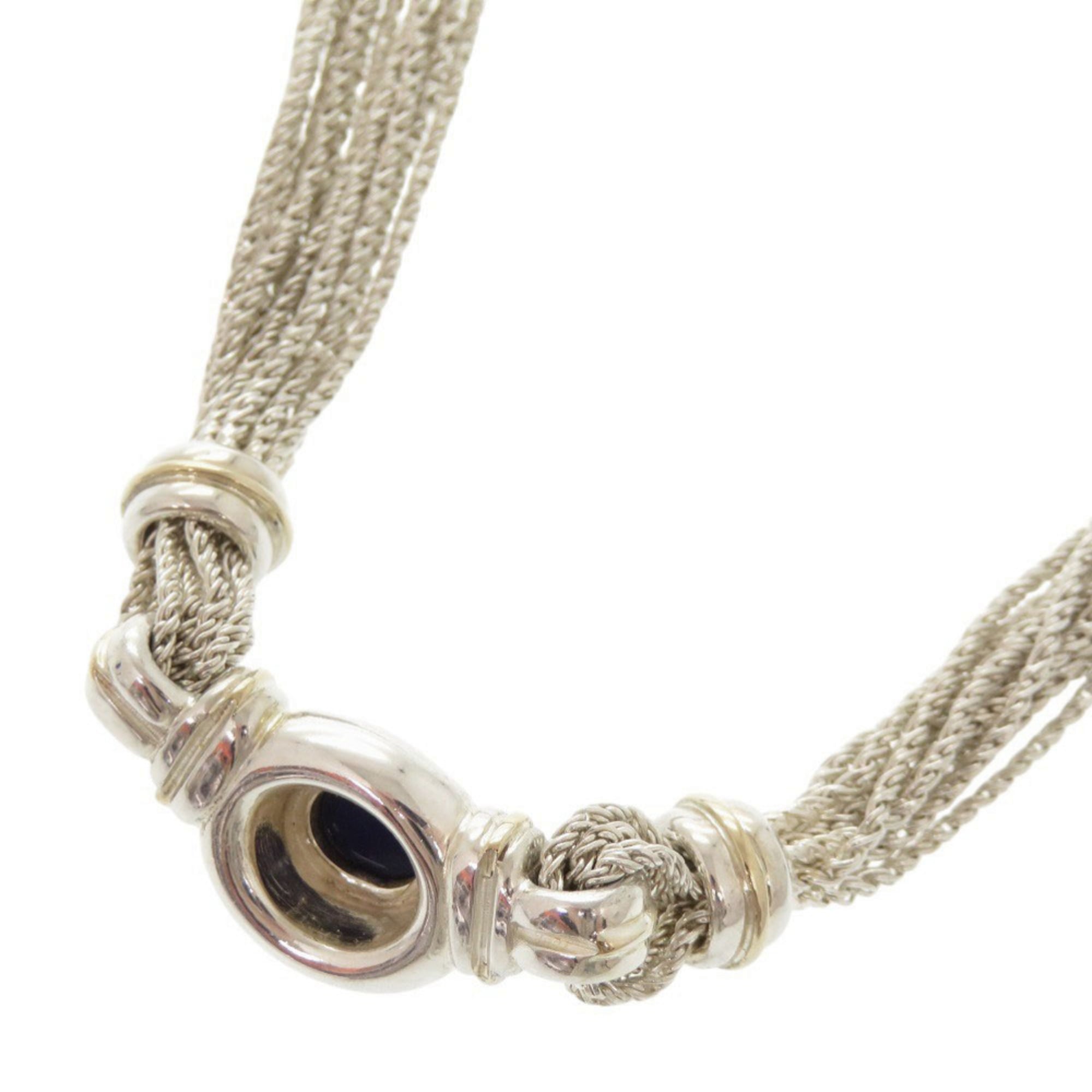 Tiffany & Co. Vintage Multi-Strand 925 Sterling Silver Necklace with Lapis Lazuli 18K Yellow Gold 0535 - Photo 2