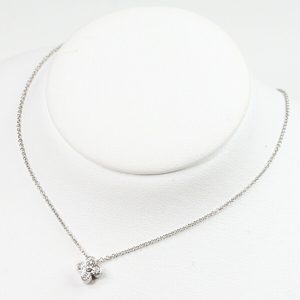 Tiffany Bezel Set Diamond Flower Pendant Platinum PT950 41cm Necklace - Photo 1