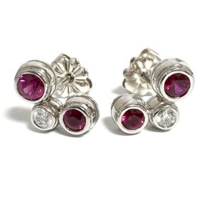 Tiffany Women’s Bubble Earrings Platinum Diamond Ruby - Photo 1