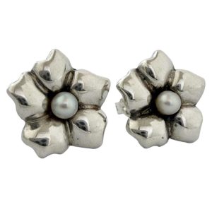 Tiffany Women’s Flower Earrings in Silver 925 with Pearl - Photo 1