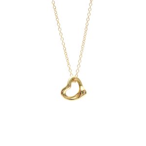 Tiffany Open Heart Extra Mini Necklace Pink Gold (18K) No Stone MenWomen Fashion Pendant Necklace (Pink Gold) - Photo 1