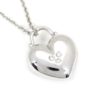 Tiffany Necklace Sentimental Heart 3P Diamond K18 WG 750 Pendant White Gold Women’s TIFFANY & Co. Z21 - Photo 1