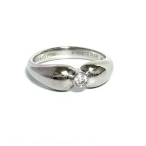 Tiffany double teardrop ring platinum diamond (Size UK I1/2) - Photo 1