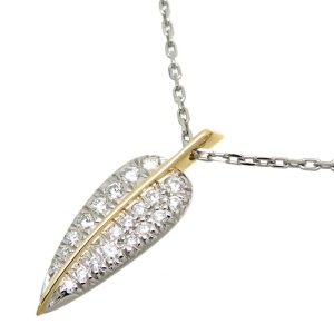 Tiffany Chain External Product Leaf Diamond Women’s Necklace 750 Yellow Gold - Photo 1