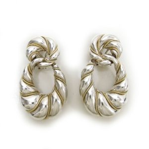 Tiffany twisted rope ring combination earrings K18YGx silver - Photo 1