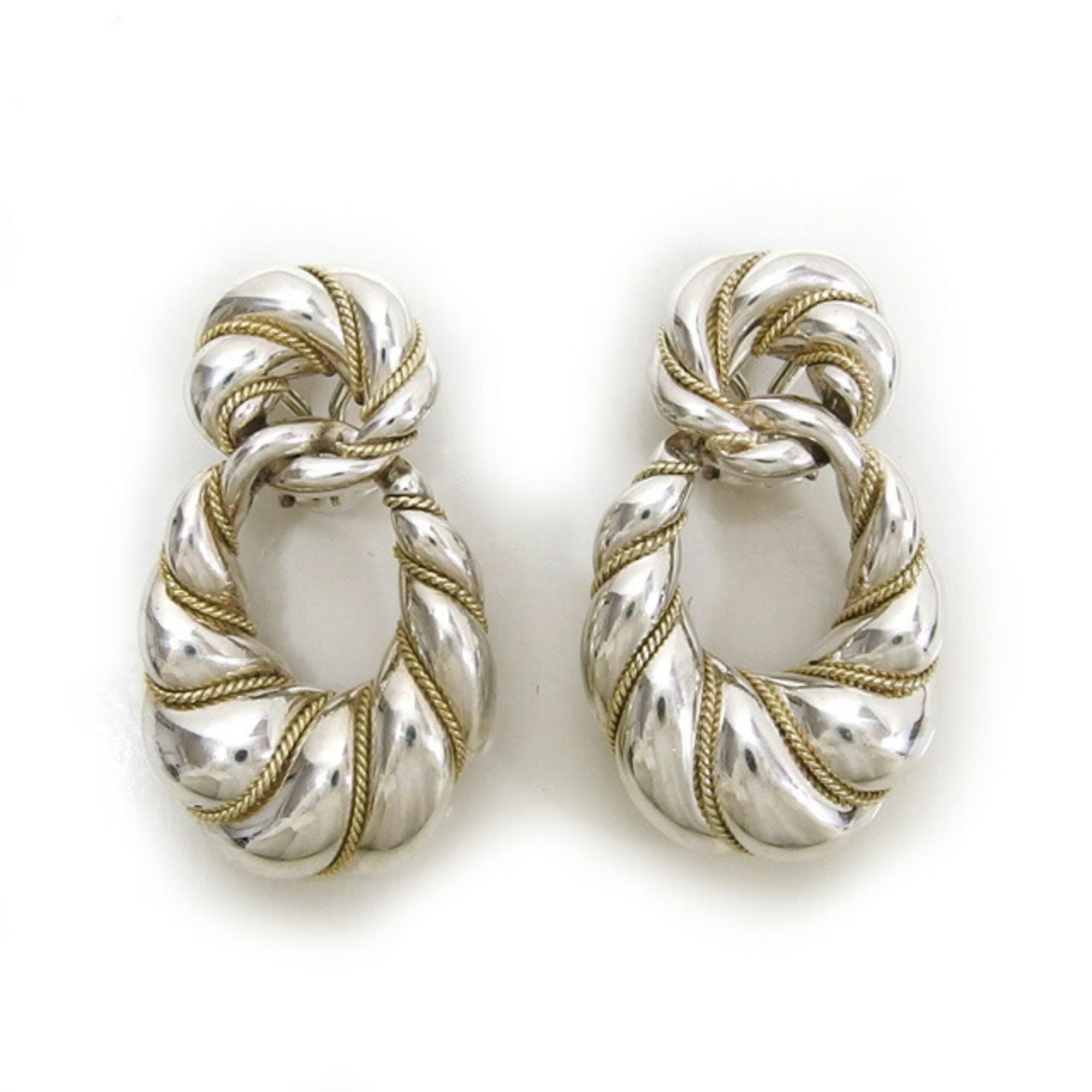 Tiffany twisted rope ring combination earrings K18YGx silver - Photo 1