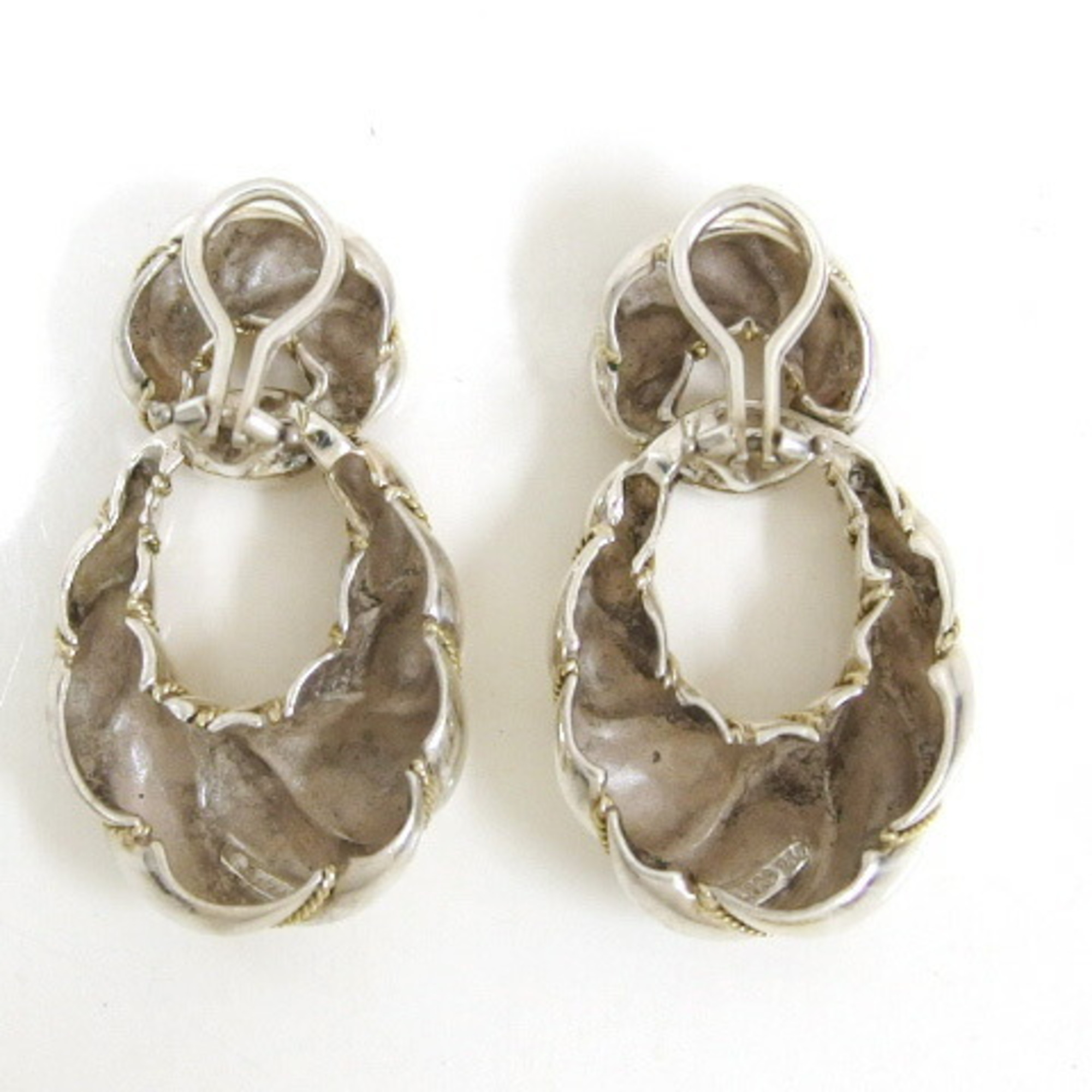 Tiffany twisted rope ring combination earrings K18YGx silver - Photo 2