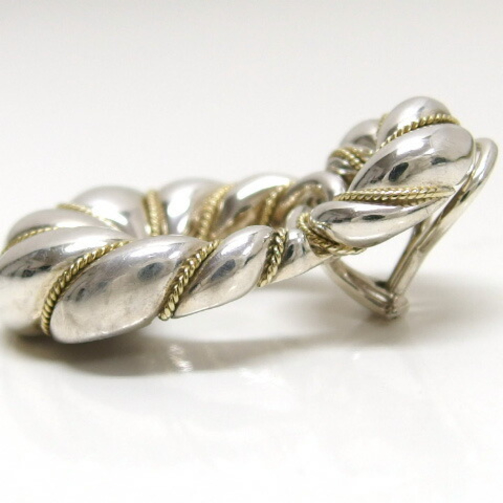 Tiffany twisted rope ring combination earrings K18YGx silver - Photo 3