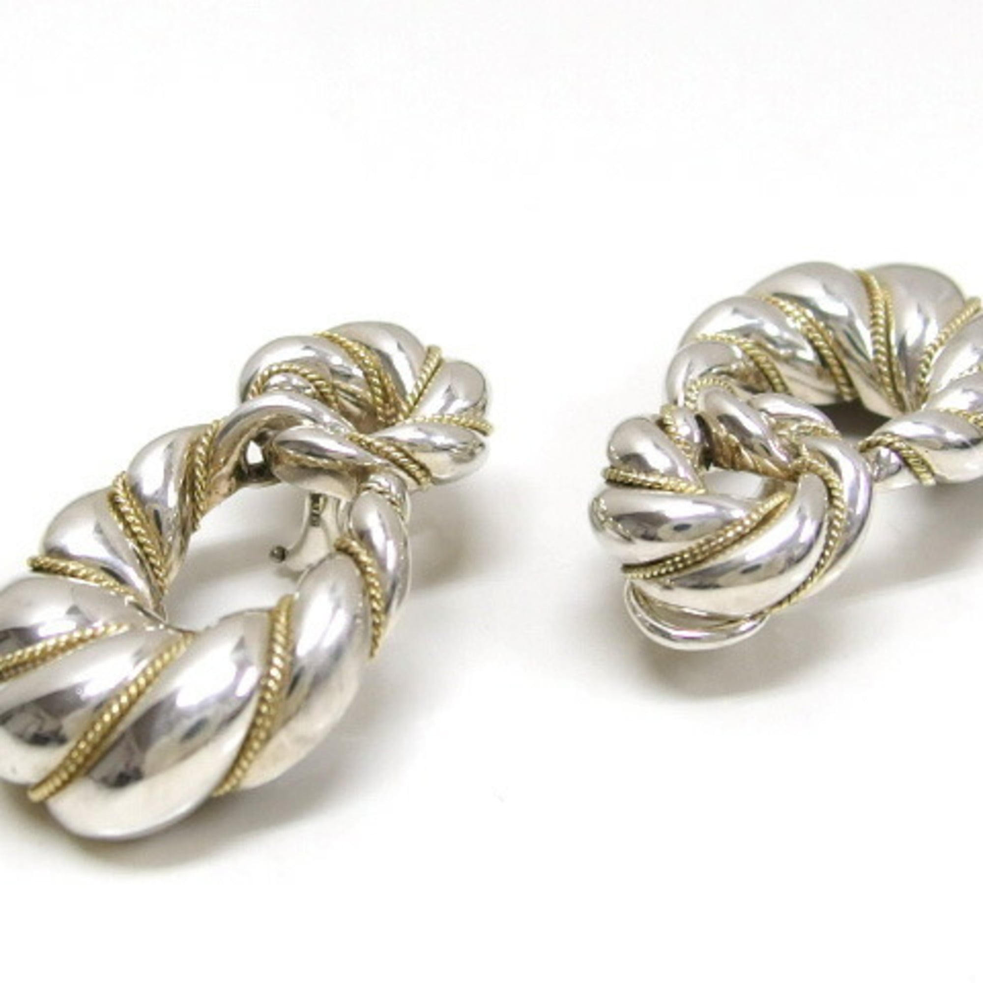 Tiffany twisted rope ring combination earrings K18YGx silver - Photo 4
