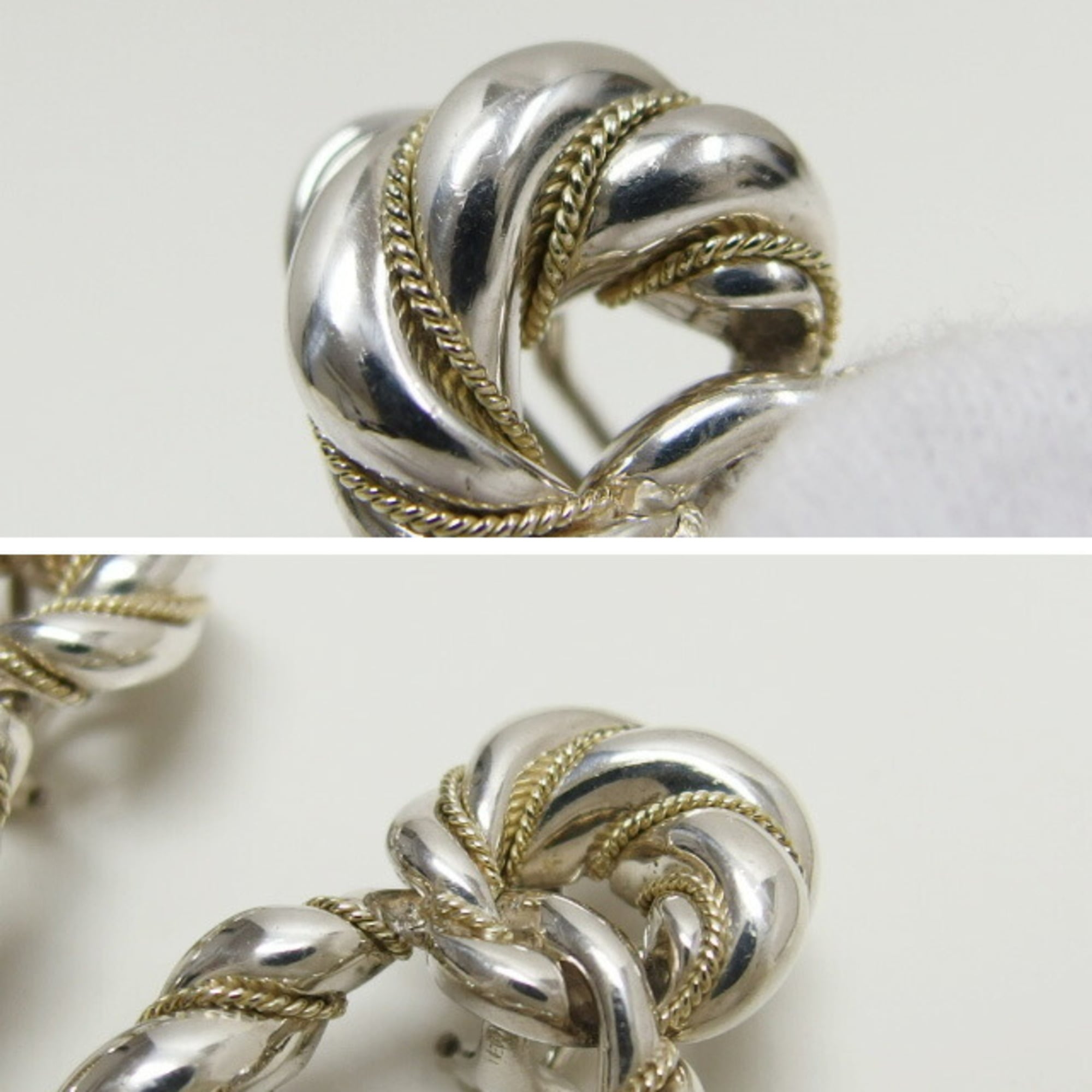 Tiffany twisted rope ring combination earrings K18YGx silver - Photo 8